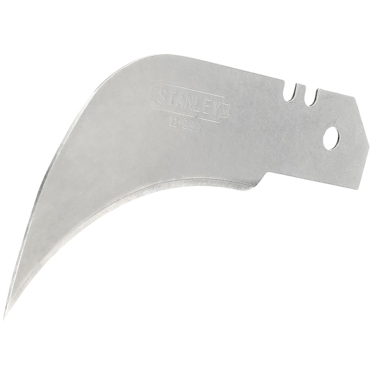 STANLEY 0-11-980 curved utility blade, silver, shown from front on white background.