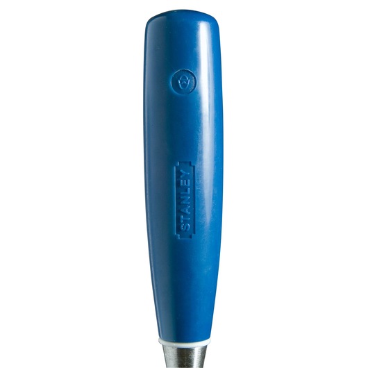 Stanley 0-16-551 photography of blue chisel handle, close-up on white background.