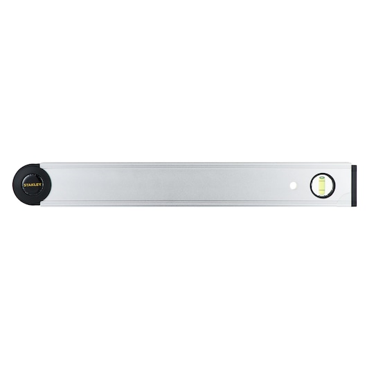 Photo of STANLEY 0-42-087 aluminum spirit level, front view, with black end caps and horizontal vial.