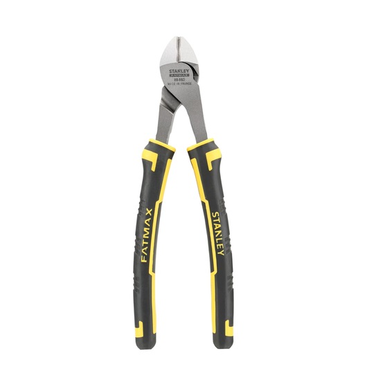 Stanley FatMax diagonal cutting pliers with black and yellow grip handles, tool for cutting wires.
