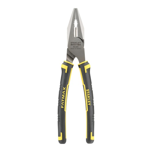 Stanley FatMax combination pliers with black and yellow handles, suitable for gripping and cutting tasks.