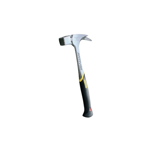 STANLEY 1-51-937 claw hammer with anti-vibration handle, photographed at angle on white background.