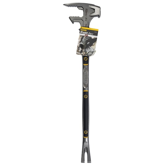 STANLEY 1-55-120 multi-function demolition tool, black and grey, front angle photo on white background.