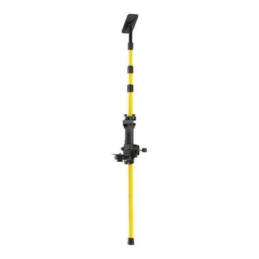 Yellow adjustable photography pole with clamp and mount for cameras or instruments, designed for stability.