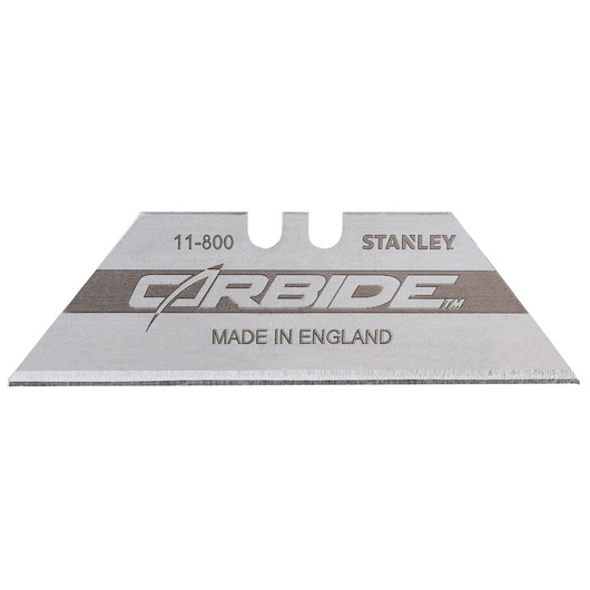 STANLEY 8-11-800 utility knife blade, silver color, photographed from the front on white background.