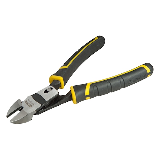 Stanley diagonal cutting pliers with black and yellow ergonomic handles.