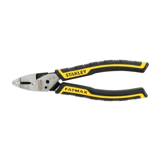 Stanley FatMax pliers with black and yellow ergonomic handles, shown on white background.