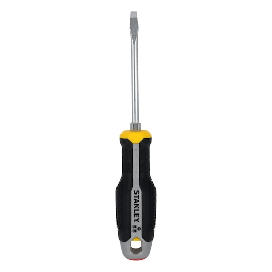 STANLEY FMHT65706-0 screwdriver with black and yellow ergonomic handle, front view on white background.