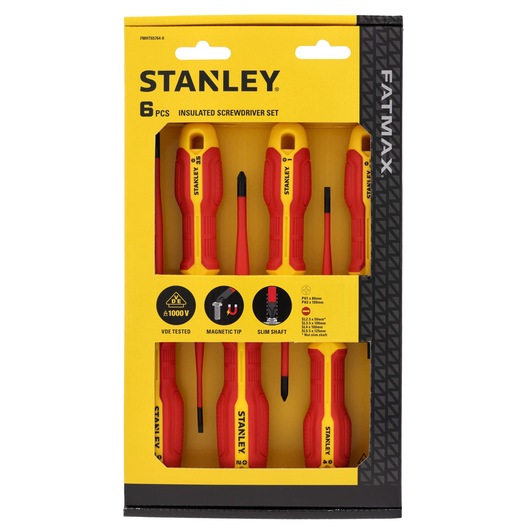 Conjunto Chaves de Fenda Eletricista Isolado 1000v STANLEY® Plano/Phillips - 6 Peças