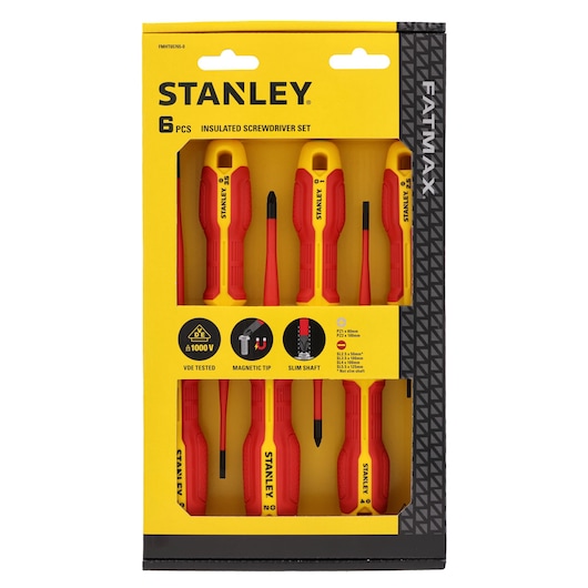 Conjunto Chaves de Fenda Eletricista Isolado 1000v STANLEY® Plano/Pozidriv - 6 Peças