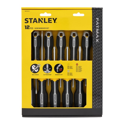 Conjunto Chaves de Fenda STANLEY® Plano/Phillips/Pozidriv - 12 Peças