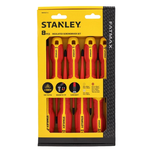 Conjunto Chaves de Fenda Eletricista Isolado 1000v STANLEY® Plano/Phillips/pozidriv - 8 Peças