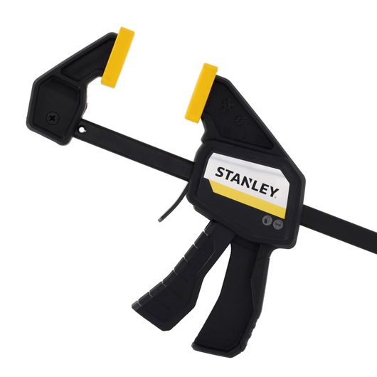 STANLEY FMHT83272-0 black and yellow trigger clamp, product angle on white background.
