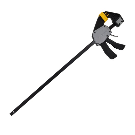 STANLEY FMHT83276-0 bar clamp with black and yellow accents, side angle on white background.