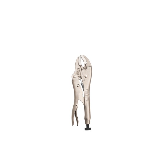Photo of STANLEY FMHT84905-0 locking pliers, silver metal finish, upright, on white background.