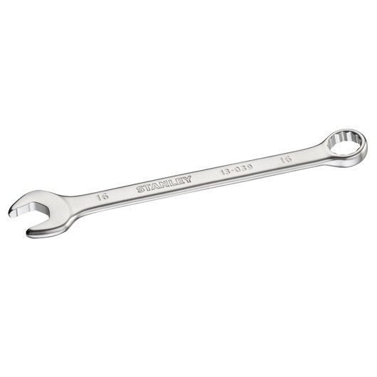 Photo of STANLEY FMMT13039-0 combination wrench, 16mm, chrome finish, shown at an angle on a white background.