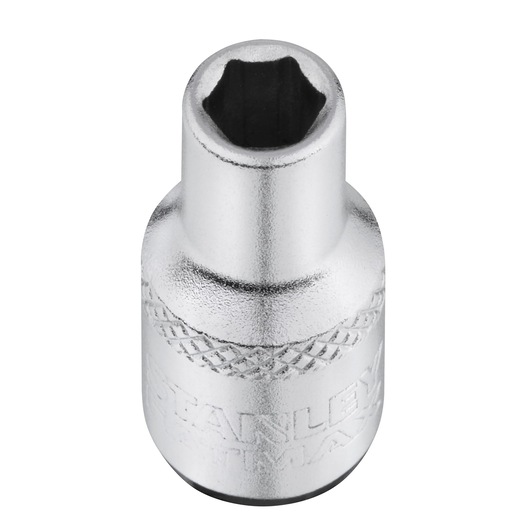 STANLEY FMMT17187-0 chrome socket, close-up front angle, photography of hand tool accessory.