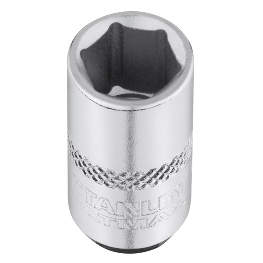 STANLEY FMMT17194-0 chrome socket, six-point, photography from above on white background.