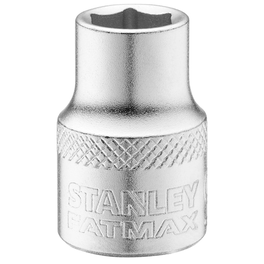 STANLEY FMMT17209-0 socket, chrome, photography, front angle, knurled grip, FatMax branding.