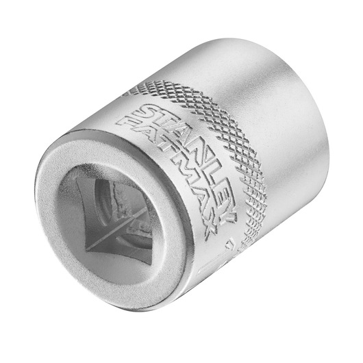 STANLEY FMMT17217-0 socket, silver, close-up angle, engraved FATMAX branding, textured grip, hand tool accessory