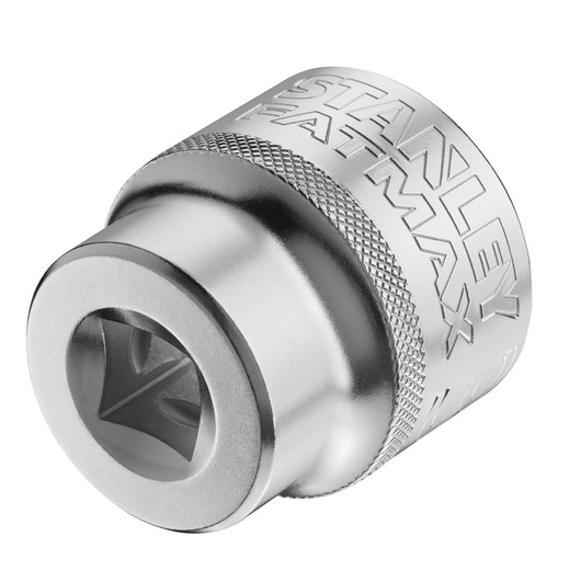 STANLEY FMMT17246-0 chrome socket, knurled grip, photography on white background.