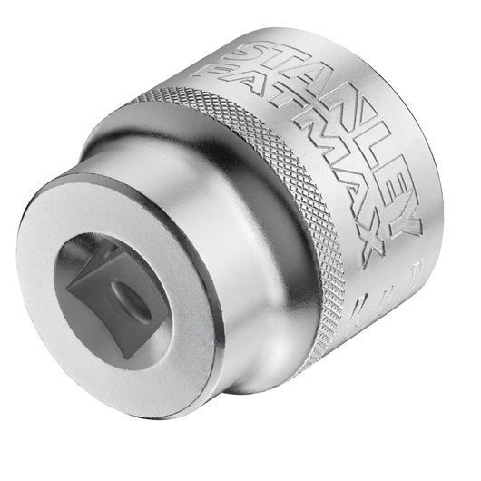 STANLEY FMMT17247-0 chrome socket adapter, close-up, angled view on white background.