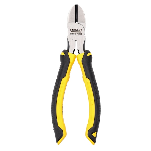 Stanley STHT0-74362 diagonal cutting pliers with black and yellow handles, tool for cutting wires.