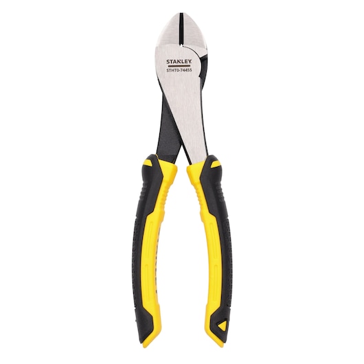 Stanley STHT0-74455 diagonal cutting pliers with yellow and black handles, used for cutting wire.