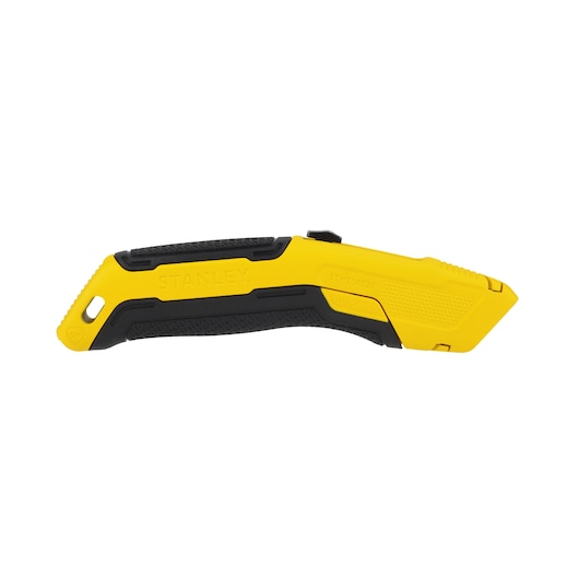 A yellow and black utility knife with ergonomic handle, branded STANLEY, shown against a white background.