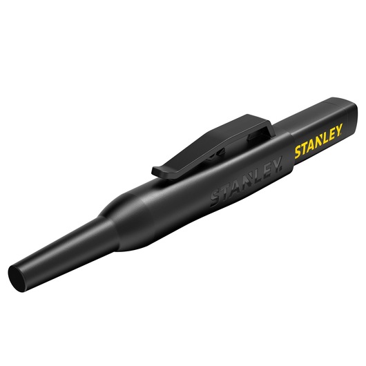 STANLEY STHT47003-0 black carpenter pencil with pocket clip, shown angled on white background.