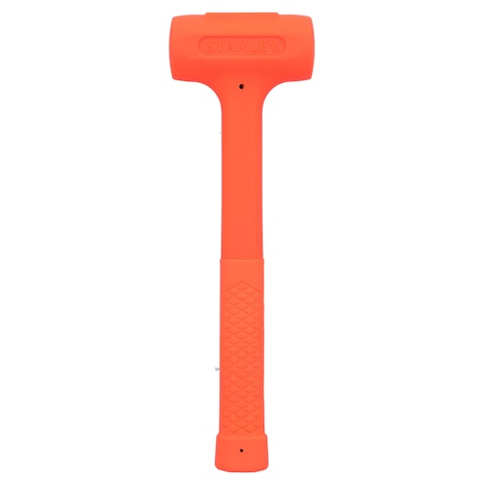 STANLEY STHT57530-0 orange dead blow hammer with textured handle, product photo on white background.