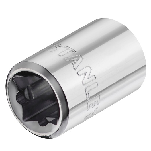 STANLEY STMT86307-0 chrome socket tool front angle, engraved brand name, glossy finish.