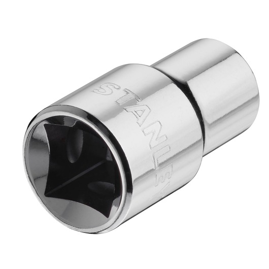 STANLEY STMT86511-0 chrome socket, close-up photography on white background.