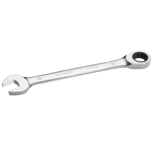 STANLEY STMT89918-0 combination wrench, silver finish, front angle, hand tool category.